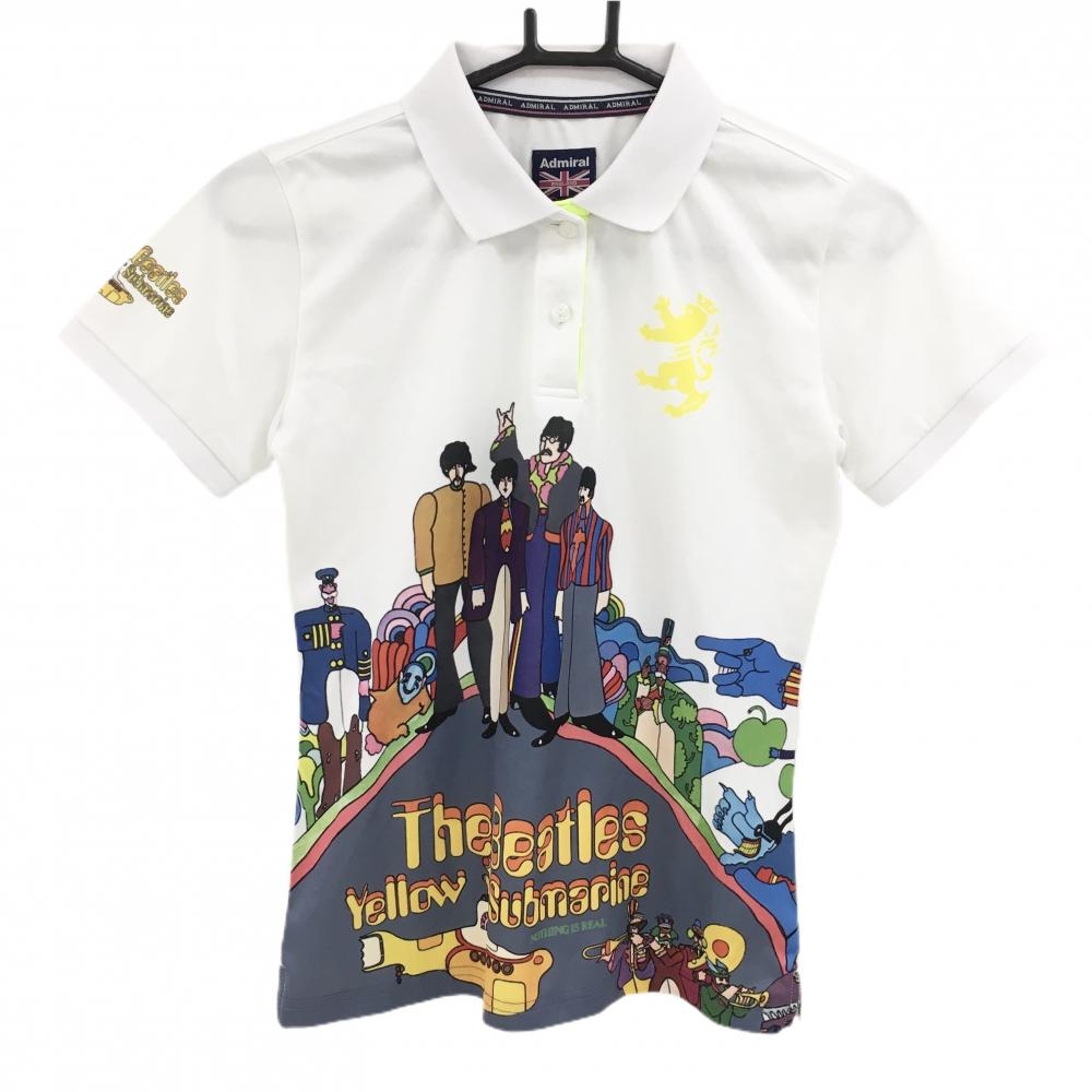 アドミラル 半袖ポロシャツ 白×マルチカラー ビートルズ レディース M ゴルフウェア Admiral