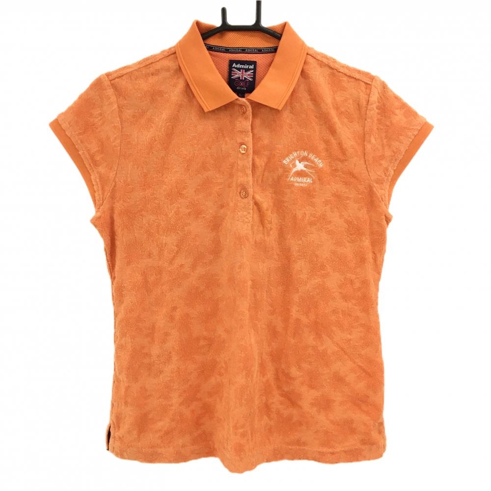 アドミラル 半袖ポロシャツ オレンジ 地模様 パイル地  レディース L ゴルフウェア Admiral