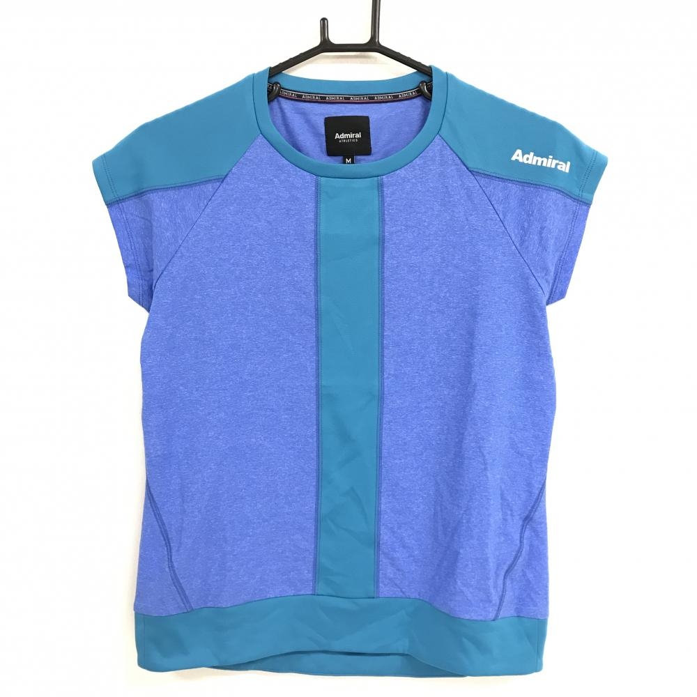 【新品】アドミラルアスレチック Tシャツ ブルー 切替 ロゴ白  レディース M ゴルフウェア Admiral
