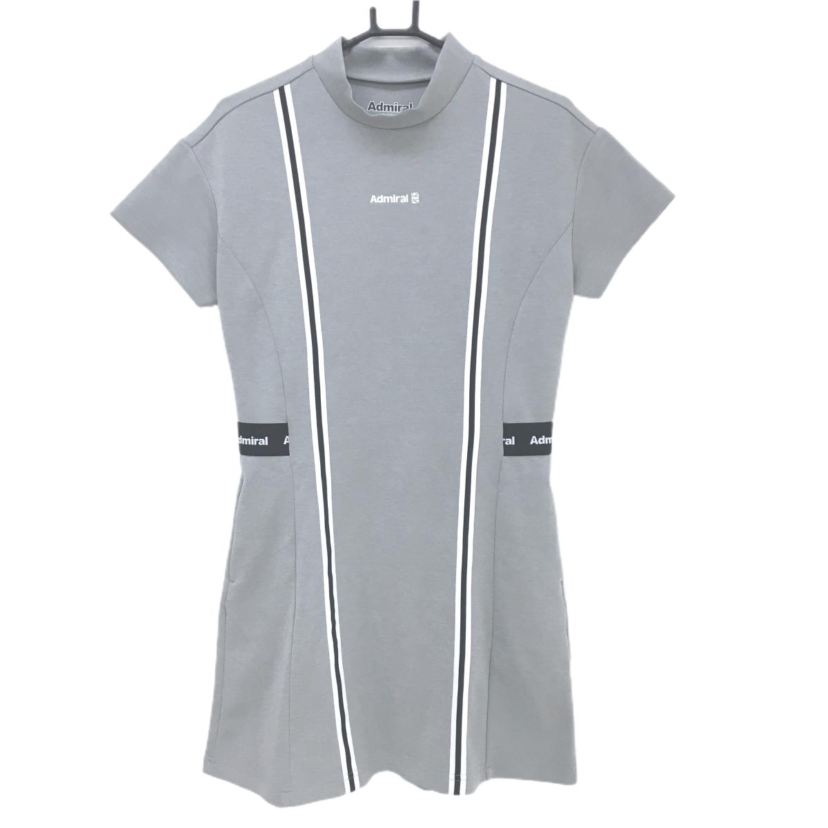 【超美品】アドミラル 半袖ハイネックワンピース モックグレー×白×黒  レディース M ゴルフウェア Admiral