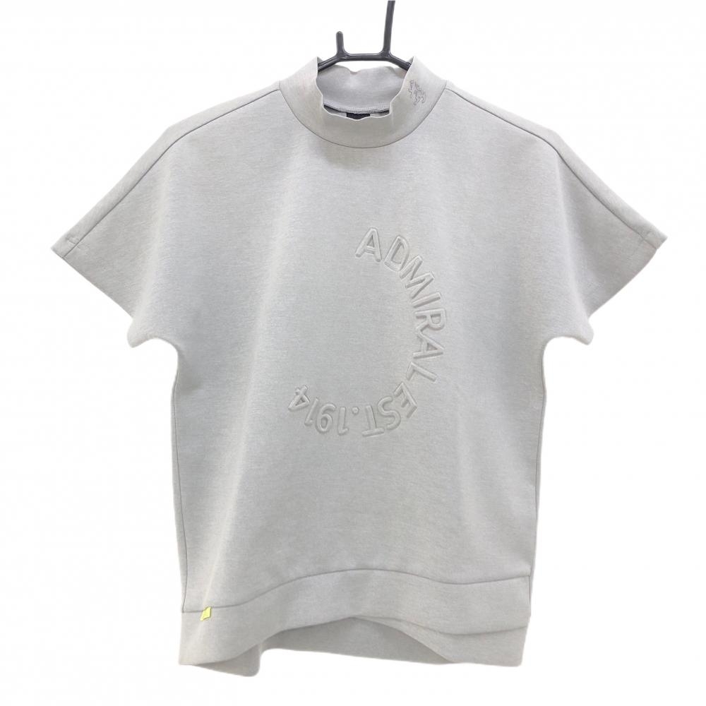 【超美品】アドミラル 半袖ハイネックシャツ グレー エンボスロゴ 背面一部メッシュ レディース S ゴルフウェア Admiral