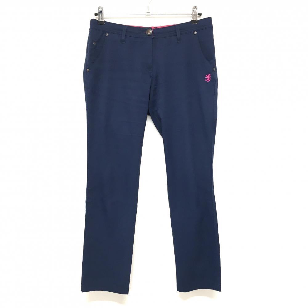 【美品】アドミラル パンツ ネイビー×ピンク ロゴ刺しゅう  レディース L ゴルフウェア Admiral