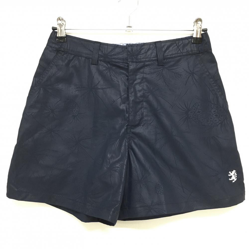 【超美品】アドミラル ショートパンツ ネイビー パイナップル柄地模様 後ろウエストゴム レディース M ゴルフウェア Admiral