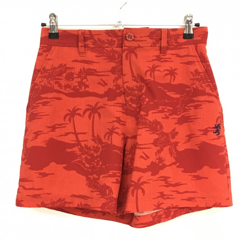 【超美品】アドミラル ハーフパンツ レッド 総柄 サッカー生地 ロゴ刺しゅう レディース L ゴルフウェア Admiral