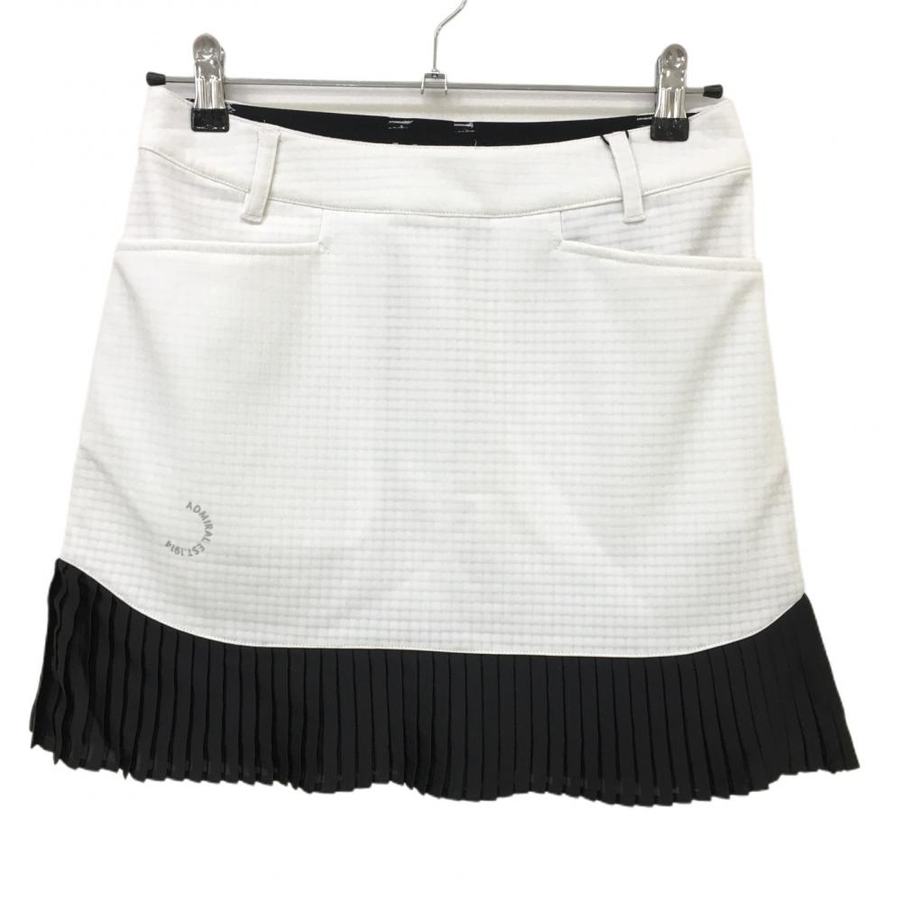 【新品】アドミラル スカート 白×黒 プリーツ 裏起毛  レディース M ゴルフウェア Admiral