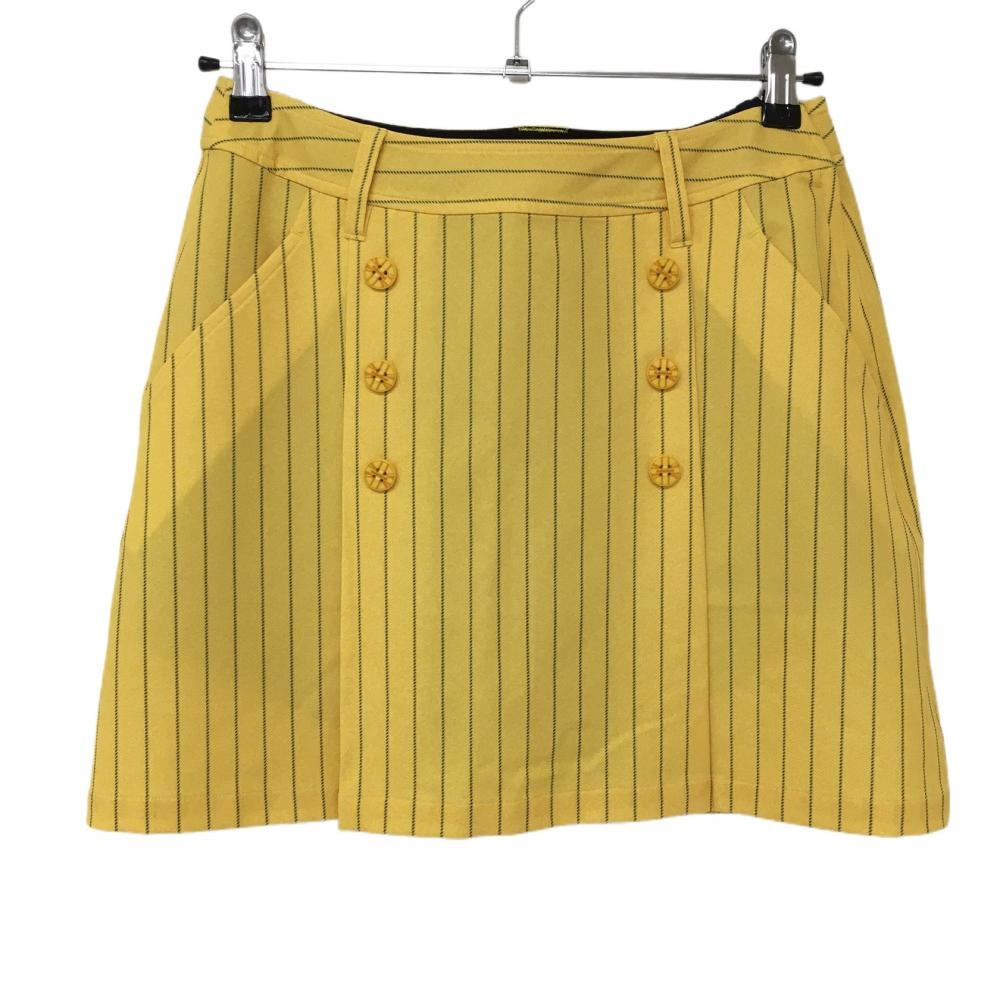 【超美品】アドミラル ストレッチスカート イエロー×ネイビー ストライプ インナーパンツ付 レディース M ゴルフウェア Admiral