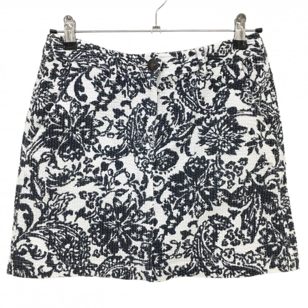 アドミラル スカート 白×黒 総柄 立体織生地  レディース M ゴルフウェア Admiral