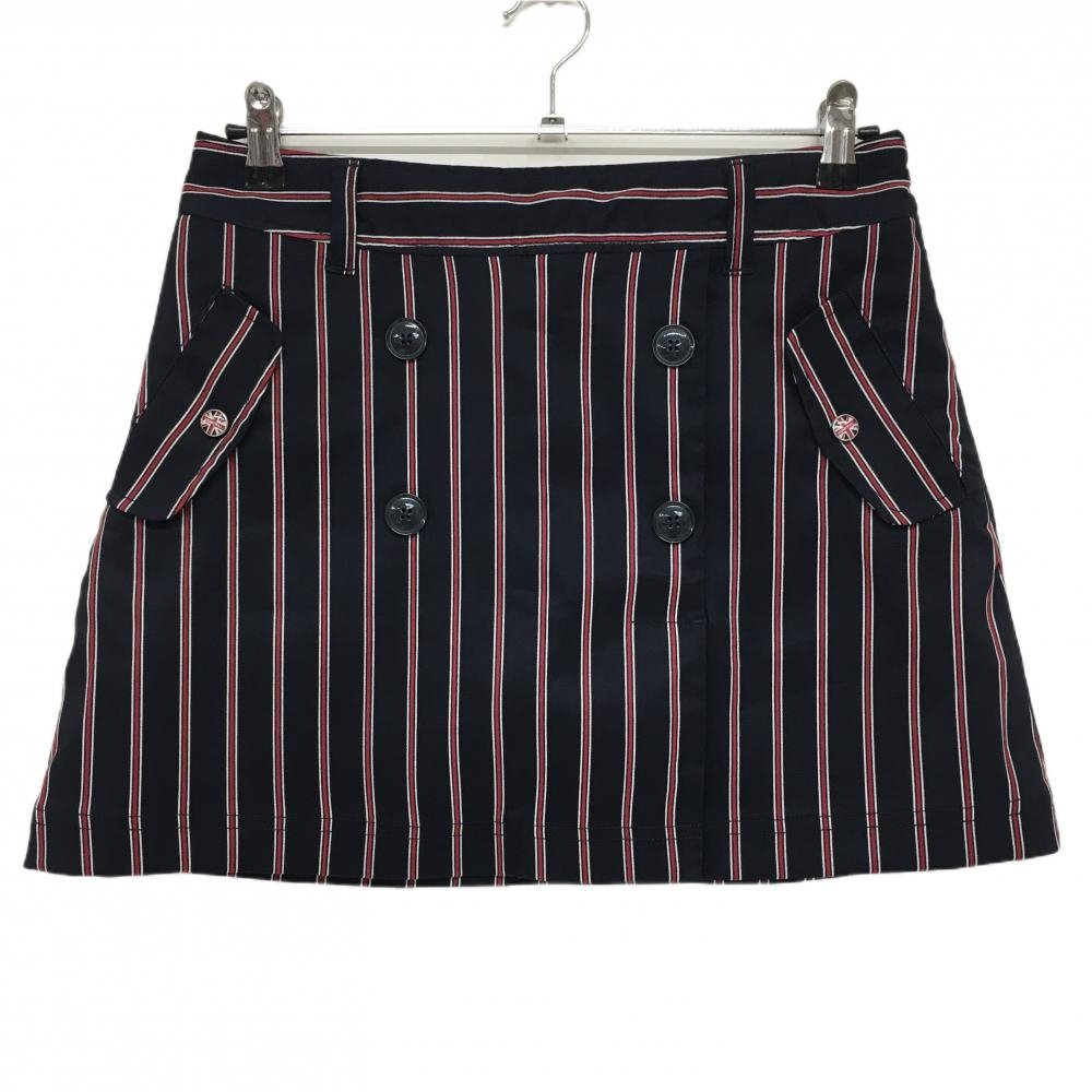 【美品】アドミラル スカート ダークネイビー×レッド ストライプ レディース M ゴルフウェア Admiral
