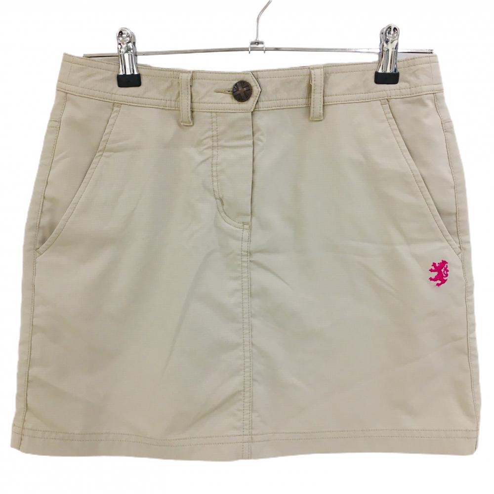 【美品】アドミラル スカート グレージュ 格子柄地模様 ロゴピンク レディース M ゴルフウェア Admiral