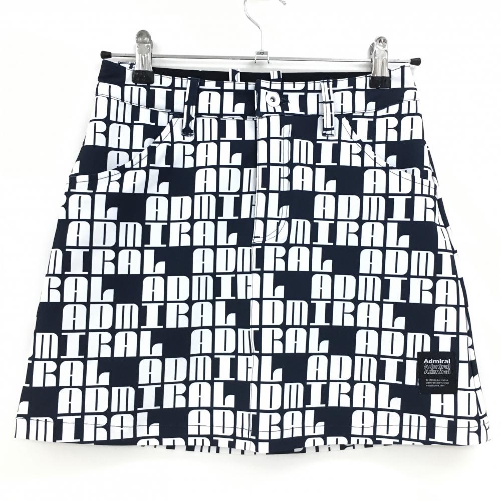 【超美品】アドミラル スカート ネイビー×白 ロゴ総柄 レディース S ゴルフウェア 2024年モデル Admiral