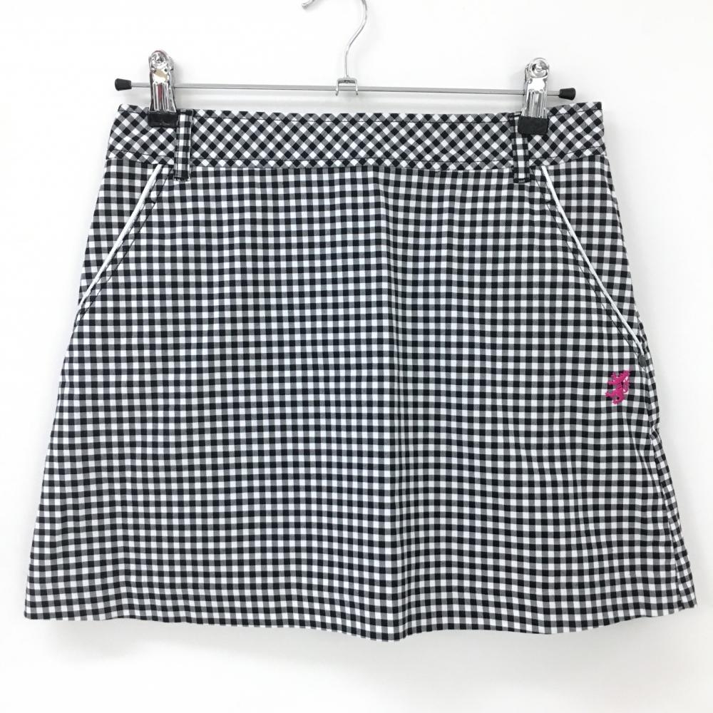 【超美品】アドミラル スカート 黒×白 ギンガムチェック ストレッチ 裏地付 レディース M ゴルフウェア Admiral