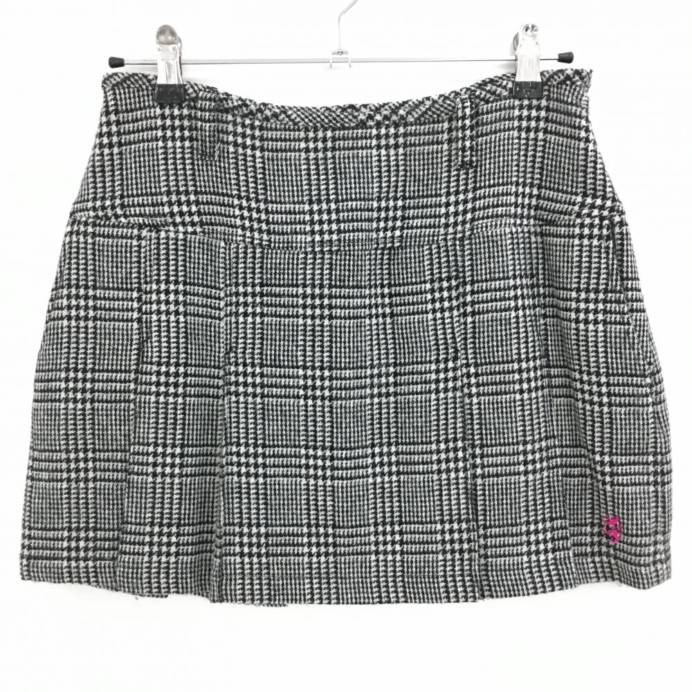 【美品】アドミラル スカート 黒×白 グレンチェック ウール混 レディース M ゴルフウェア Admiral