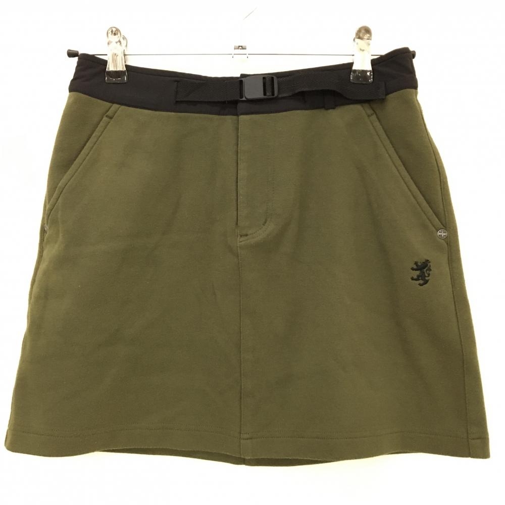 アドミラル スカート カーキ×黒 ストレッチ ウエスト一部ゴム  レディース S ゴルフウェア Admiral