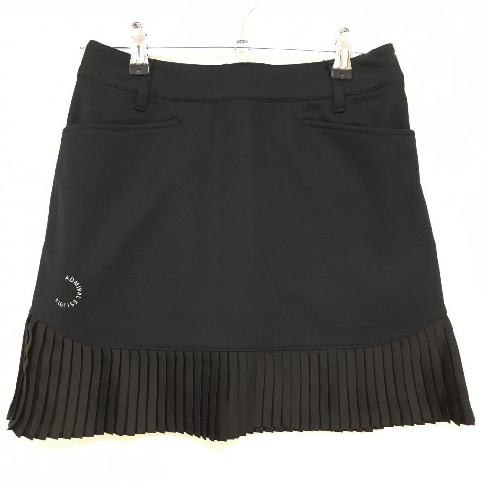 【新品】アドミラル スカート 黒 裾プリーツ ボンディング生地 裏ワッフル調起毛 レディース S ゴルフウェア Admiral