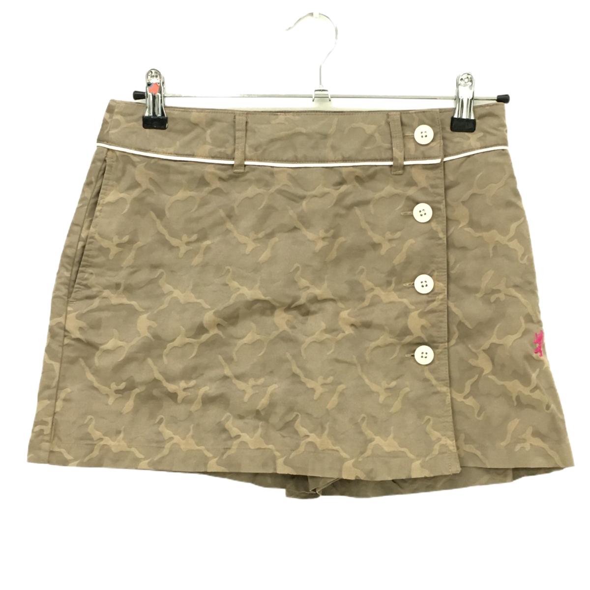 【超美品】アドミラル スカート ベージュ カモフラ調 迷彩 内側インナーパンツ ストレッチ レディース M ゴルフウェア Admiral
