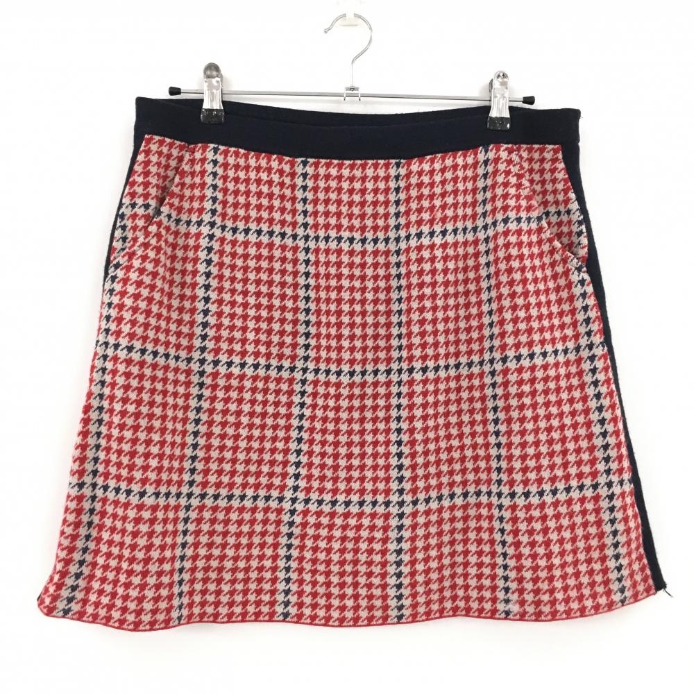 アドミラル ニットスカート レッド×ネイビー 千鳥格子 裏地付 レディース LL ゴルフウェア Admiral