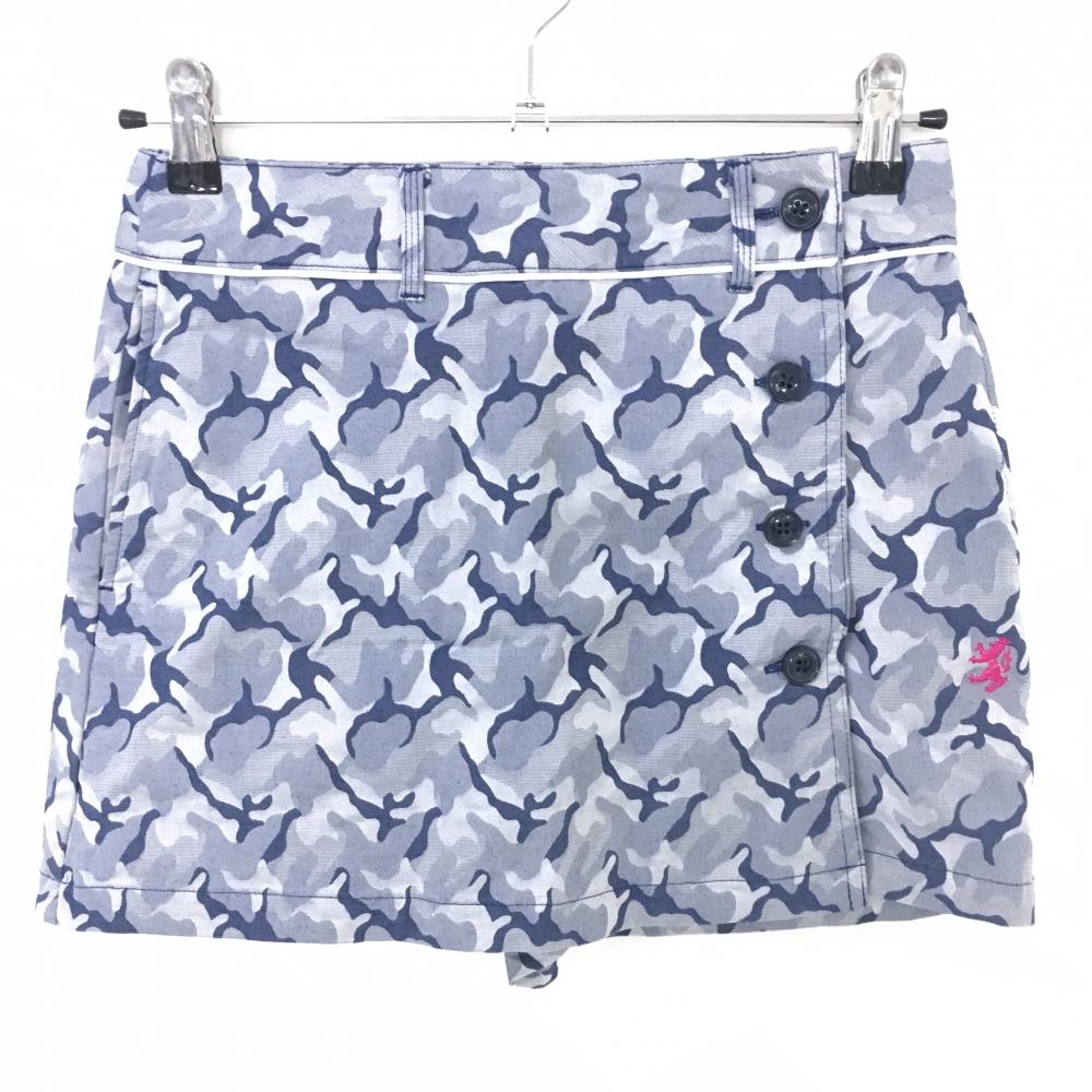 アドミラル キュロットスカート グレー×ネイビー 総柄 ロゴ刺しゅう  レディース S ゴルフウェア Admiral