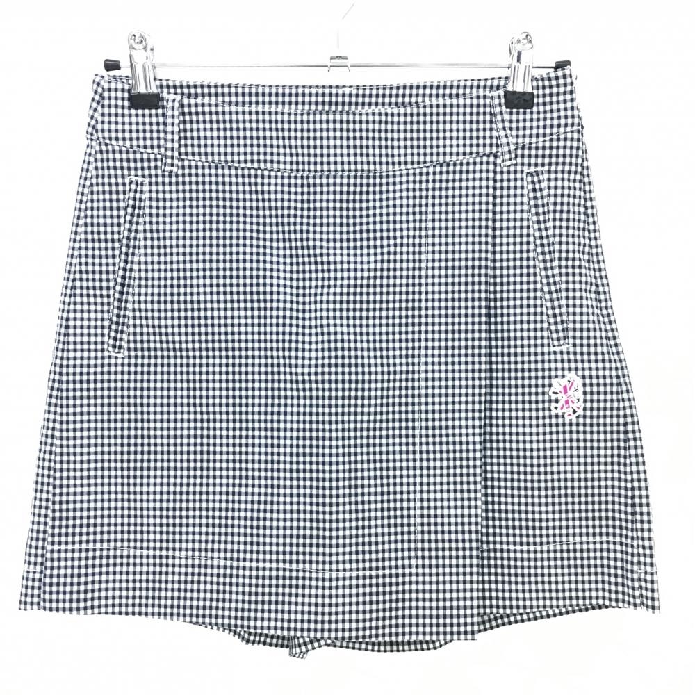 【超美品】アドミラル キュロットスカート 白×ダークネイビー チェック ストレッチ レディース S ゴルフウェア Admiral