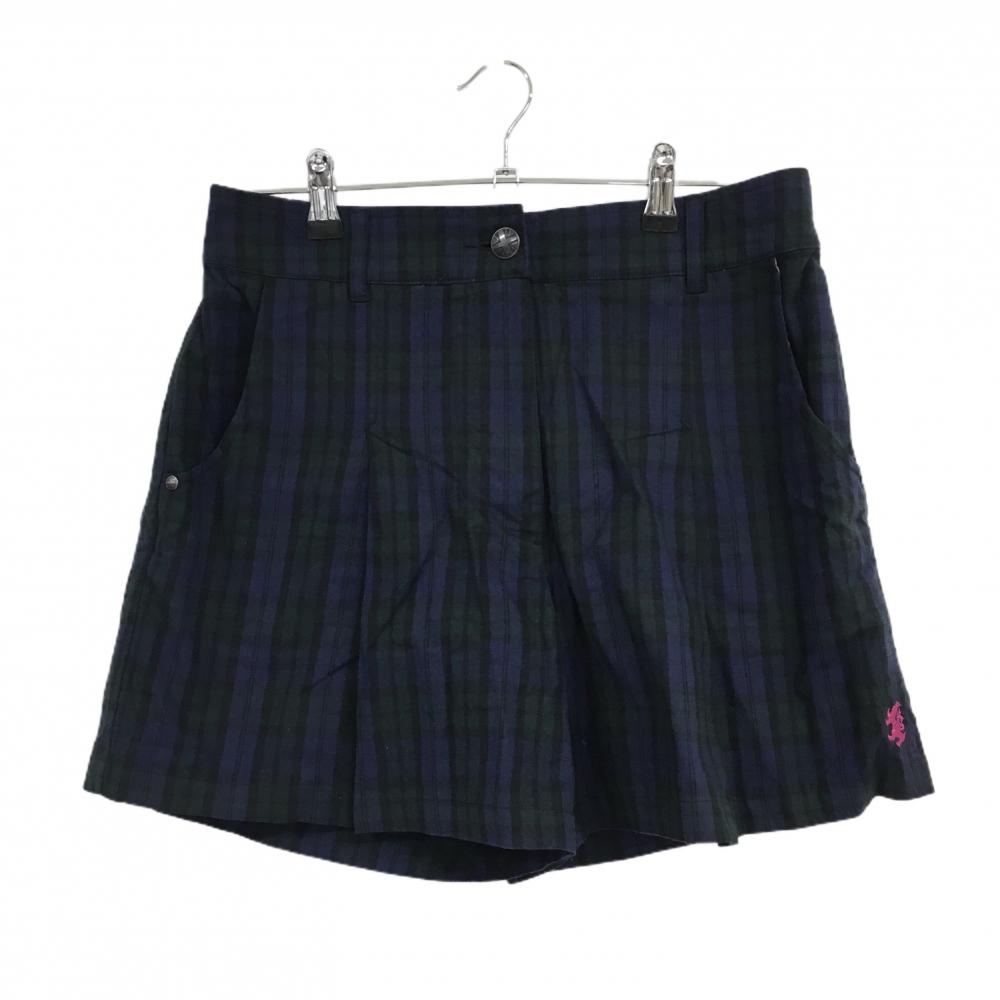 【超美品】アドミラル キュロットスカート ネイビー×グリーン チェック ストレッチ 裏地付き  レディース L ゴルフウェア Admiral