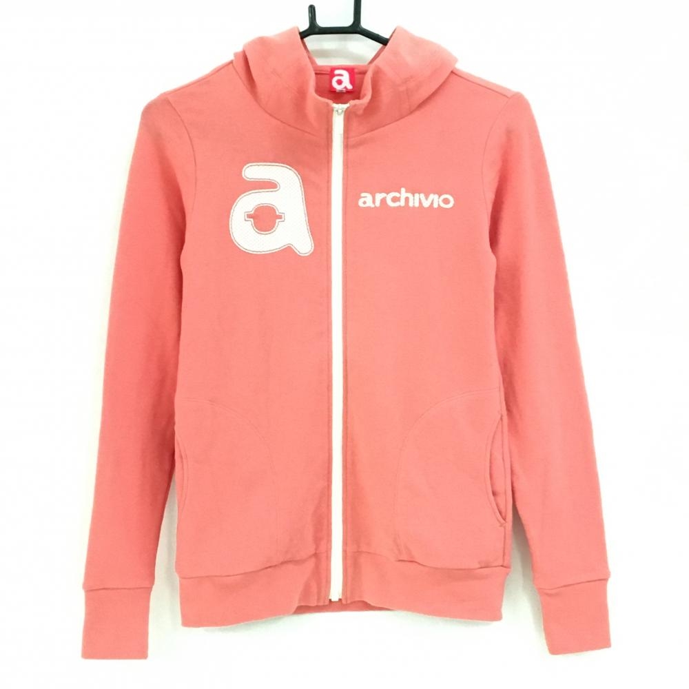 【美品】アルチビオ ジャケット ピンク系×白 胸元ロゴ  レディース 36(S) ゴルフウェア archivio