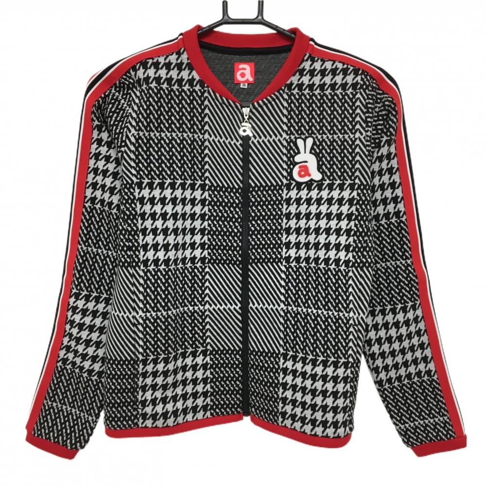 【超美品】アルチビオ ジャケット 白×黒×レッド 千鳥格子 ワッペン  レディース 36(S) ゴルフウェア archivio