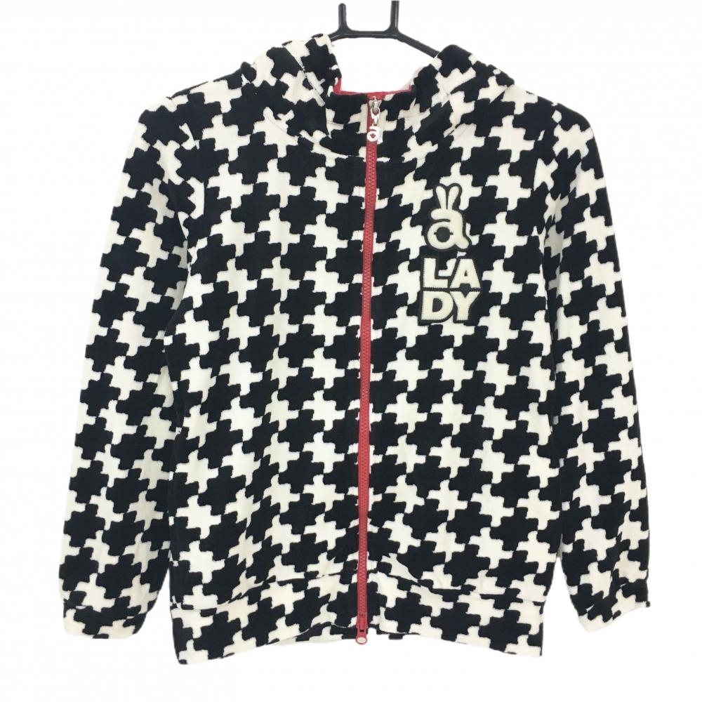 【美品】アルチビオ ジャケットブルゾン 黒×白 総柄 起毛 レディース 38(M) ゴルフウェア archivio