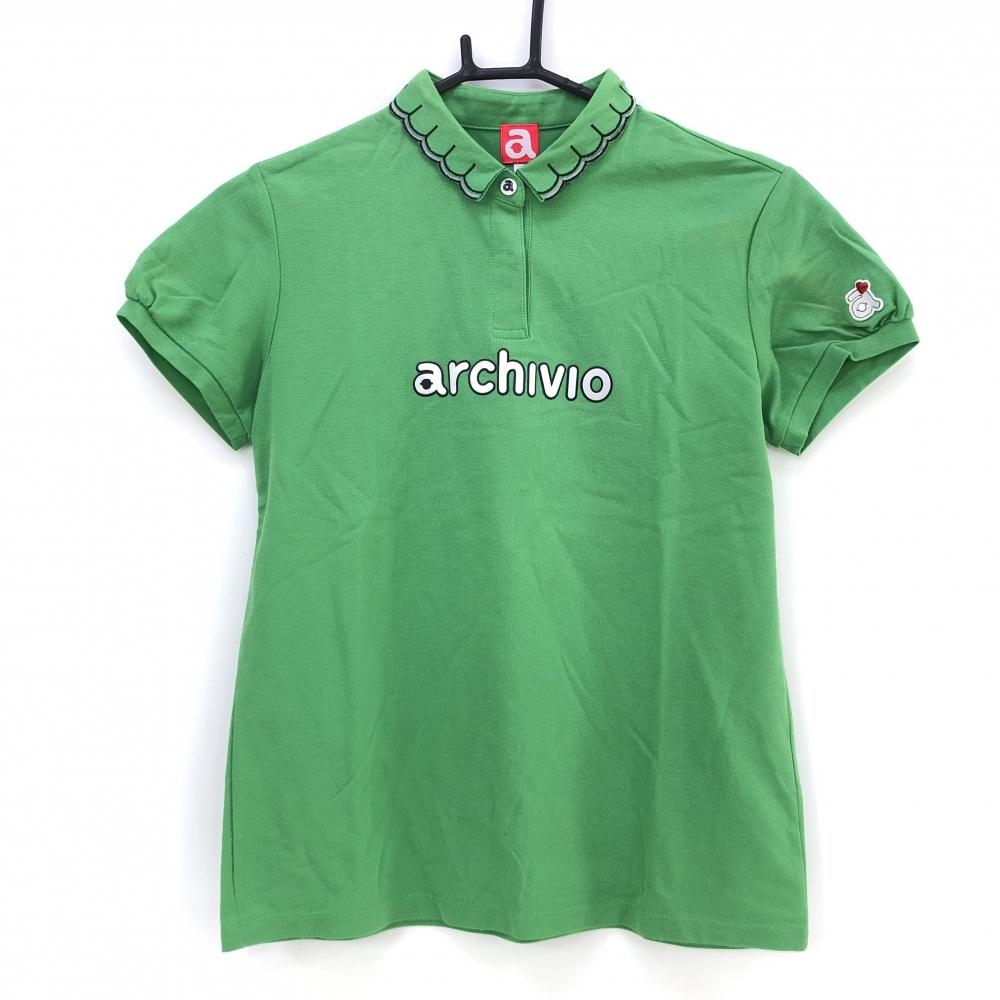 アルチビオ 半袖ポロシャツ グリーン フロントロゴ レディース 36(Ｓ) ゴルフウェア archivio