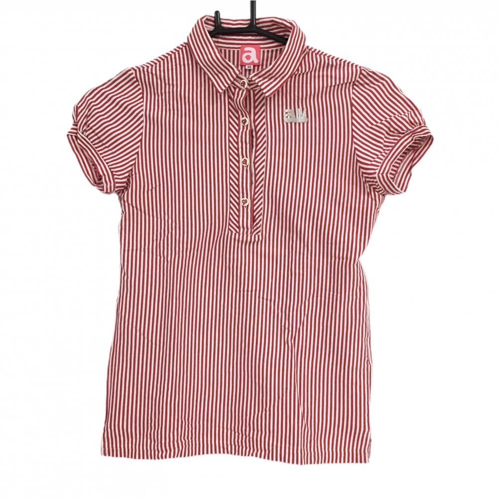 アルチビオ 半袖ポロシャツ レッド×白 ストライプ レディース 36(S) ゴルフウェア archivio