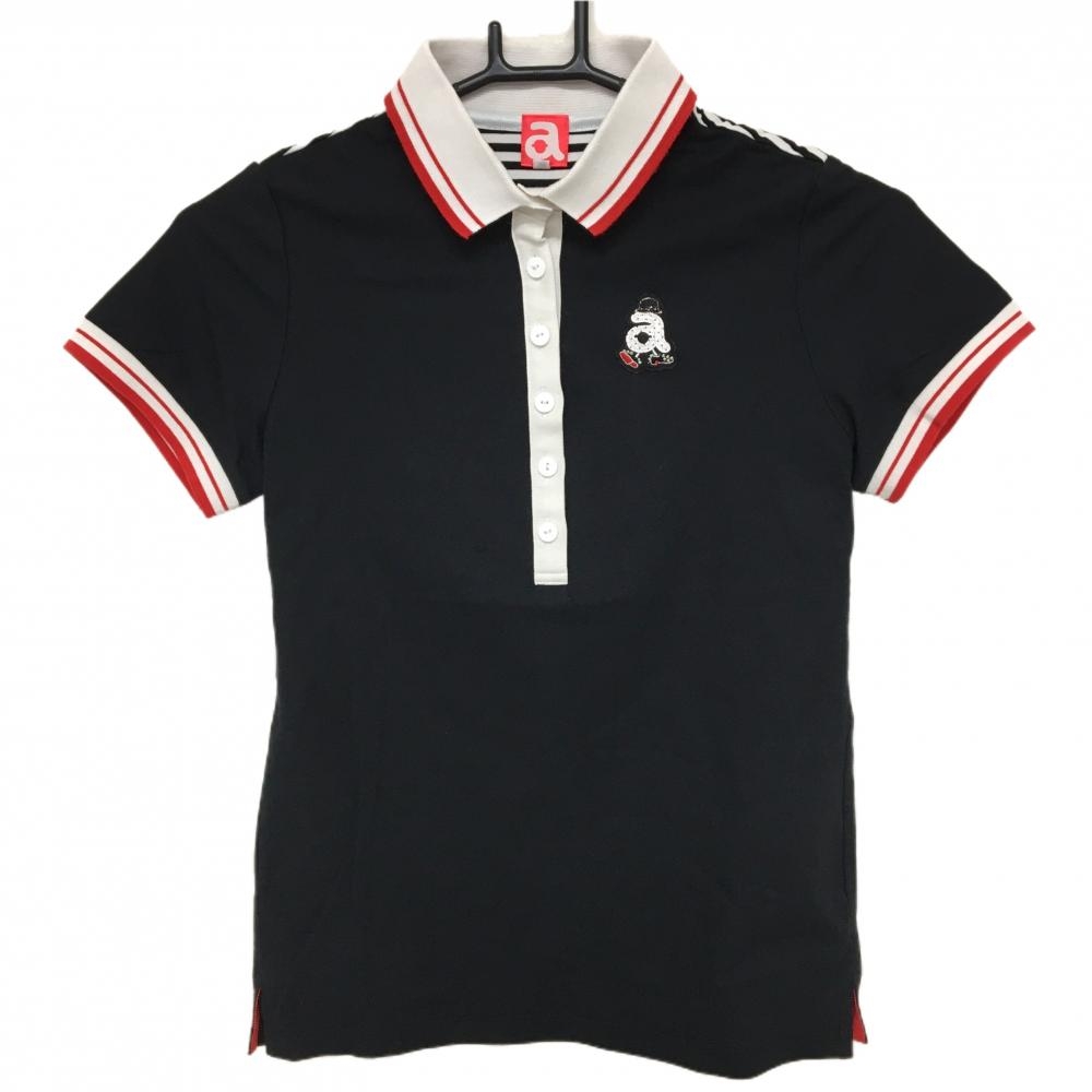 アルチビオ 半袖ポロシャツ 黒×白 背面上部ボーダー  レディース 36(S) ゴルフウェア archivio