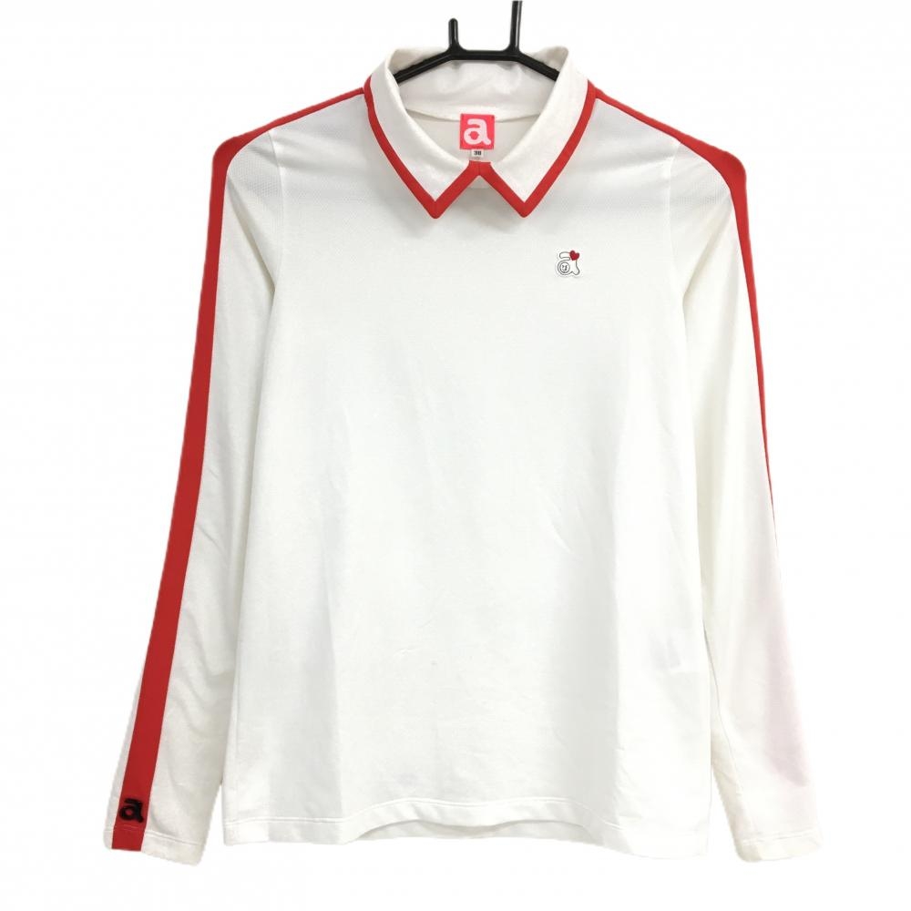 アルチビオ 襟付き長袖Ｔシャツ 白×レッド 襟・袖ライン レディース 38(M) ゴルフウェア archivio