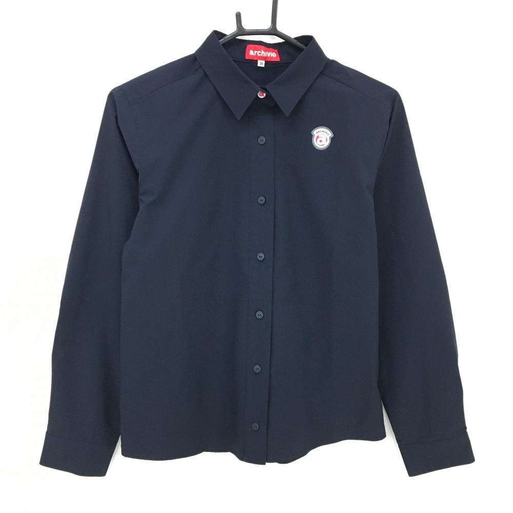 【新品】アルチビオ 長袖シャツ ダークネイビー ストレッチ 撥水 レディース 38(M) ゴルフウェア 2024年モデル archivio