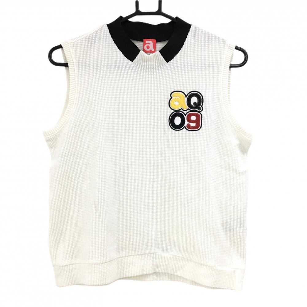 【美品】アルチビオ ノースリーブハイネックシャツ 白×黒 ワッフル生地調 レディース 38(M) ゴルフウェア archivio