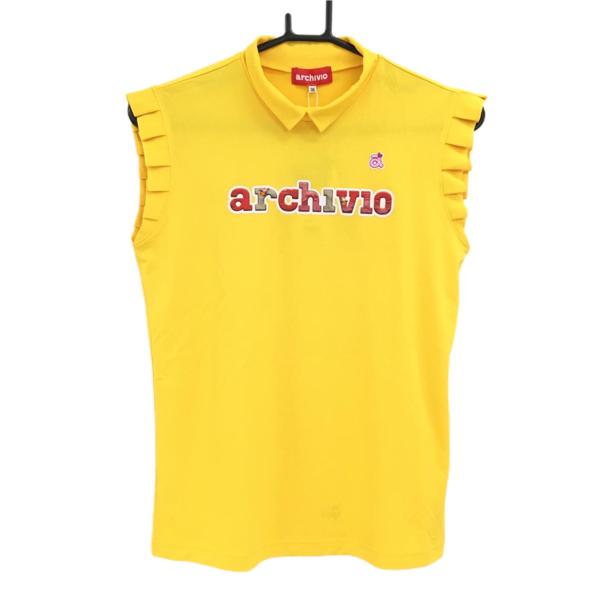 【新品】アルチビオ ノースリーブシャツ イエロー フロントロゴ レディース 36(S) ゴルフウェア archivio