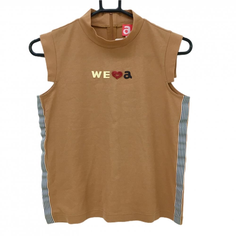 【未使用品】アルチビオ ノースリーブハイネックシャツ ブラウン サイドライン UVケア クーリング レディース 38(M) ゴルフウェア archivio