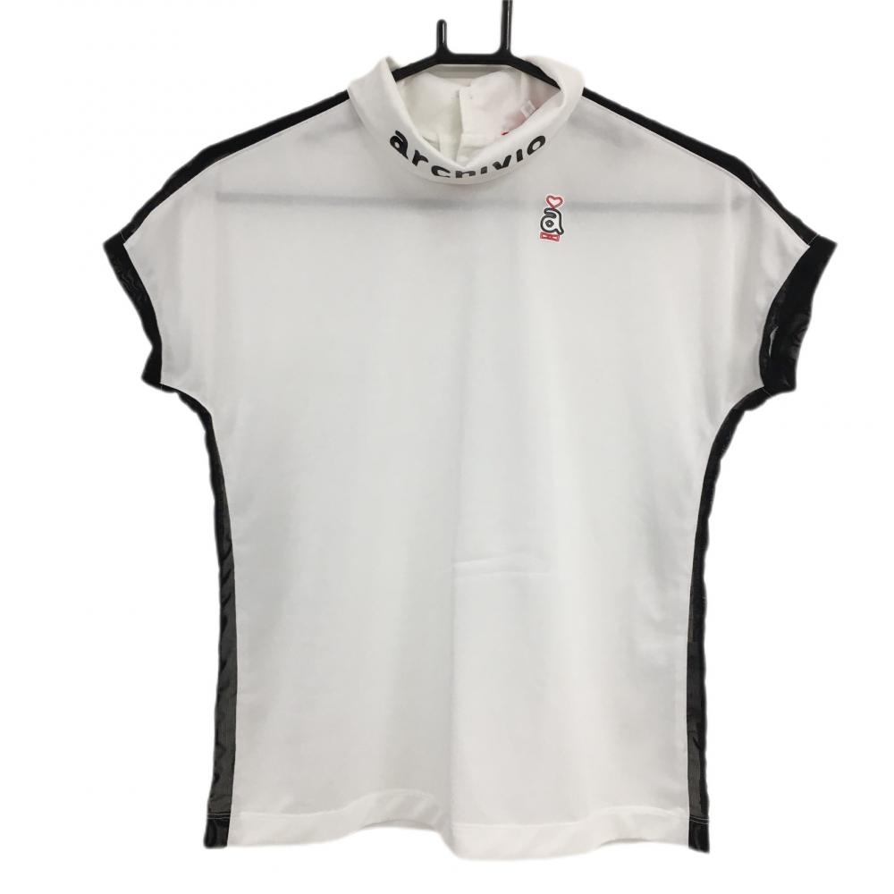【美品】アルチビオ 半袖ハイネックシャツ 白×黒 一部メッシュ  レディース M ゴルフウェア 2022年モデル archivio