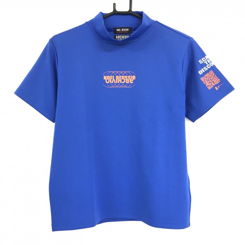 【超美品】アルチビオ×ノエルレシール 半袖ハイネックシャツ ブルー×オレンジ バックプリント レディース 1 ゴルフウェア archivio