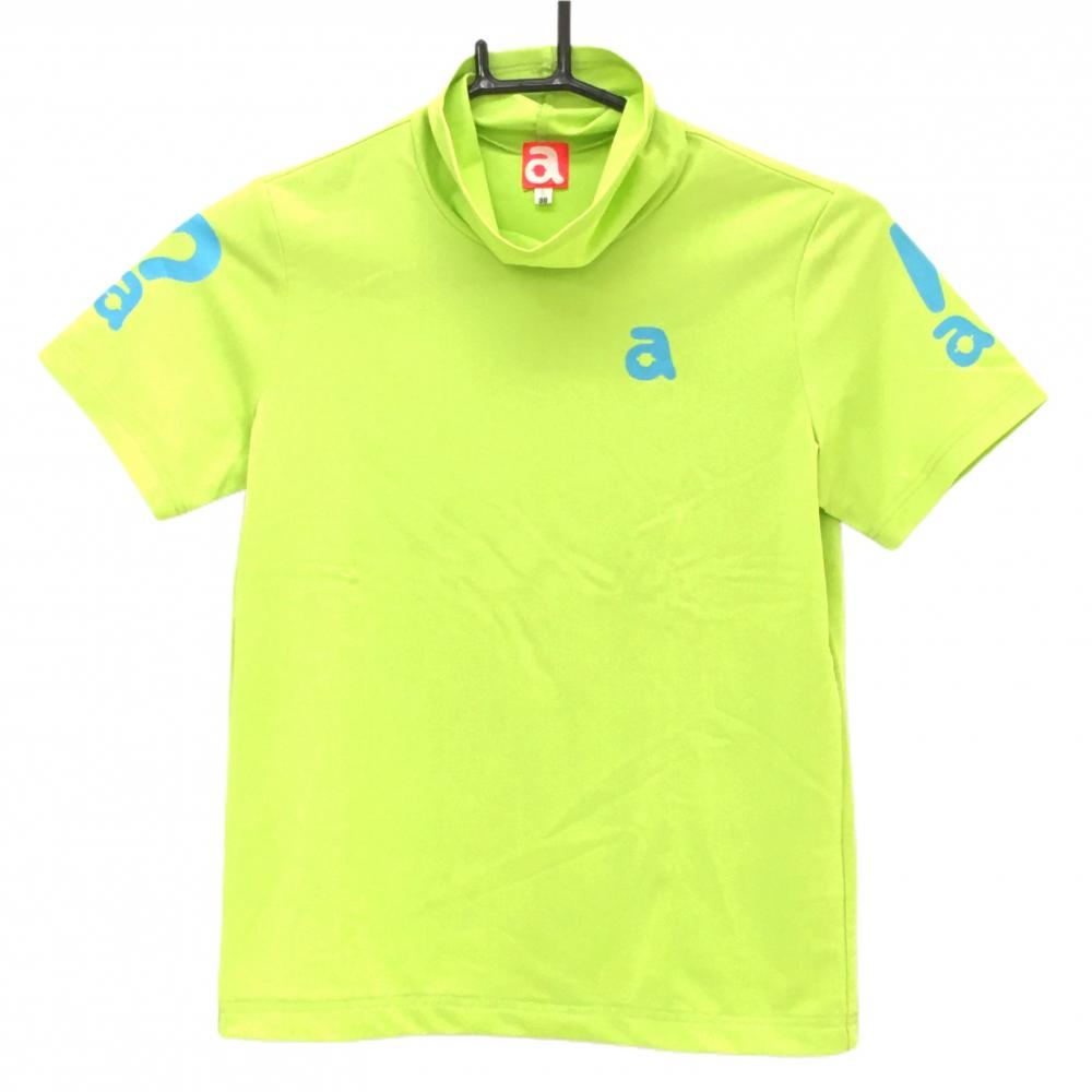 【超美品】アルチビオ 半袖ハイネックシャツ ライトグリーン ロゴライトブルー  レディース 36(S) ゴルフウェア archivio