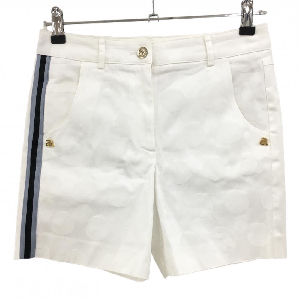 【美品】アルチビオ ショートパンツ 白 ドット地模様 レディース 38(M) ゴルフウェア archivio