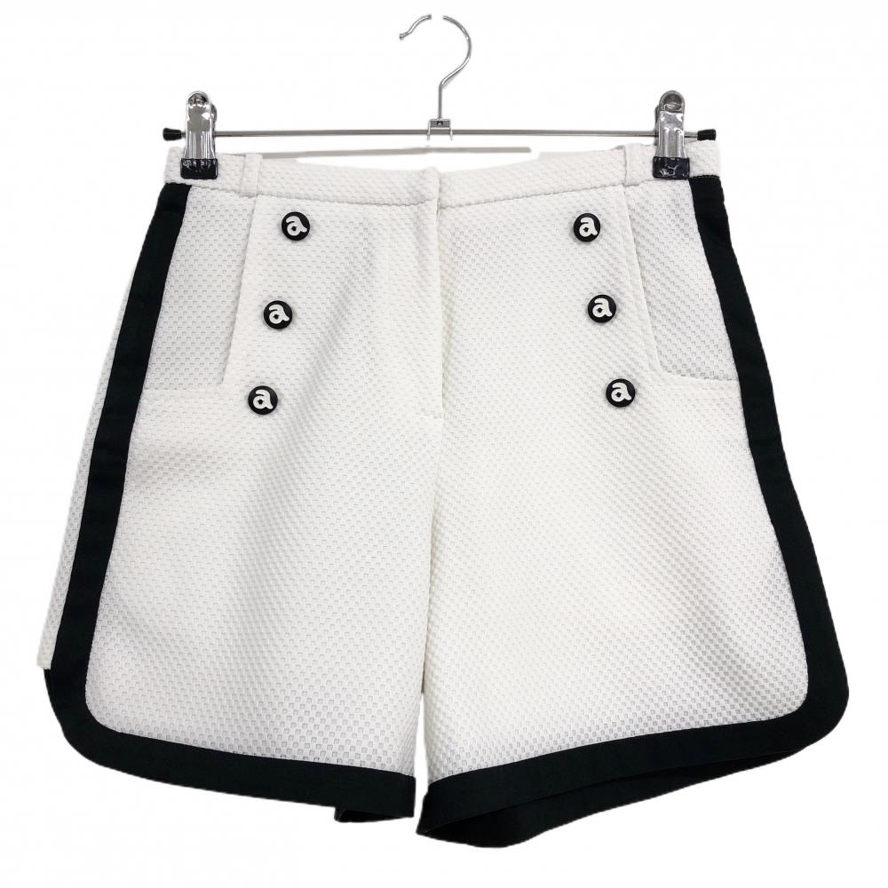 【超美品】アルチビオ ショートパンツ 白×黒 凹凸生地 前ボタン  レディース 36(S) ゴルフウェア 2025年モデル archivio