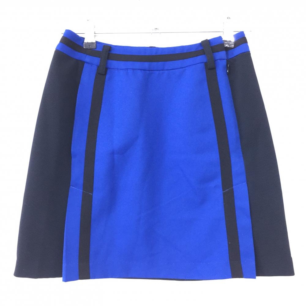 【超美品】アルチビオ スカート ブルー×黒 バイカラー ウエストライン ビーズワッペン レディース 38 ゴルフウェア archivio