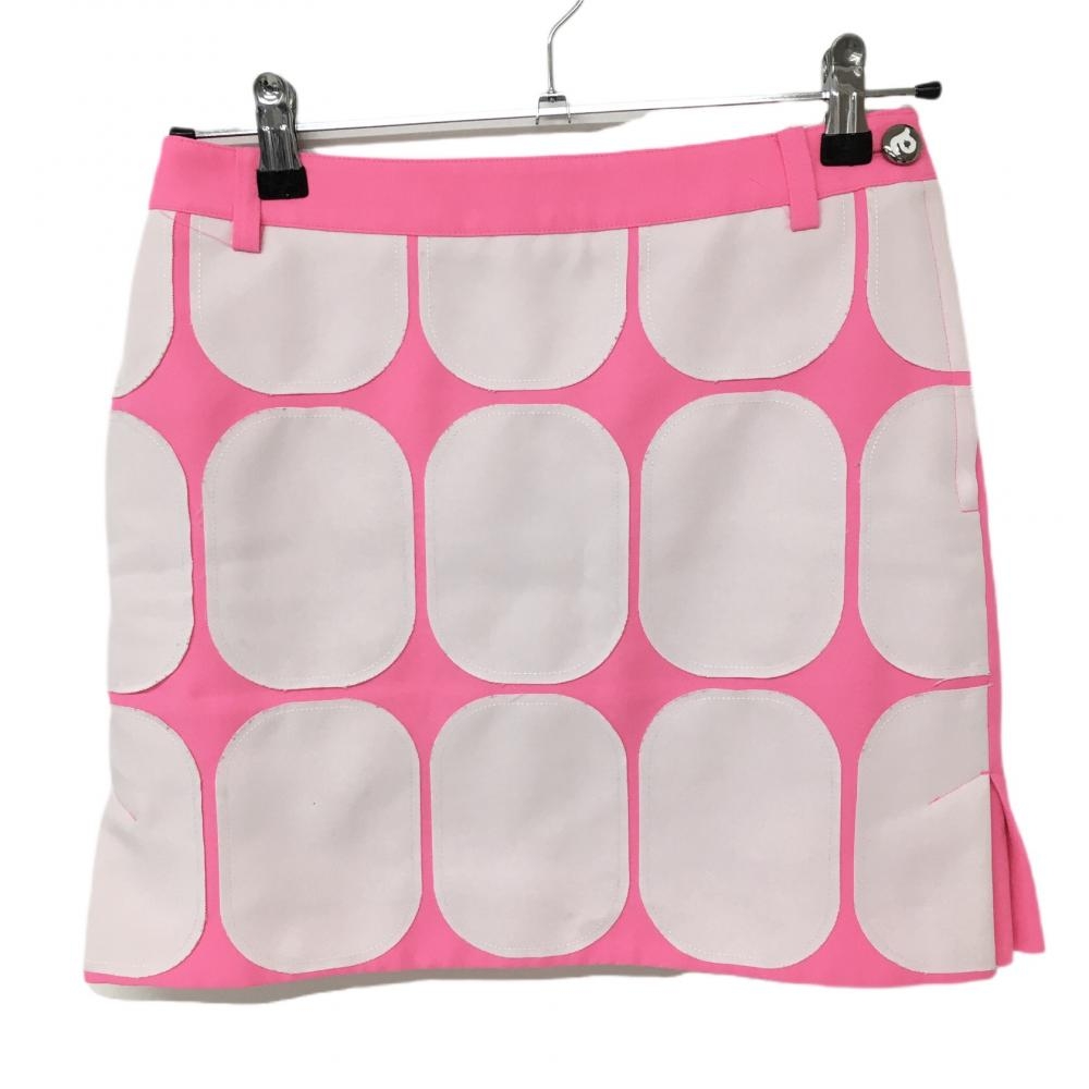 【美品】アルチビオ スカート 蛍光ピンク×白 前総柄  レディース 36 ゴルフウェア 2021年モデル archivio