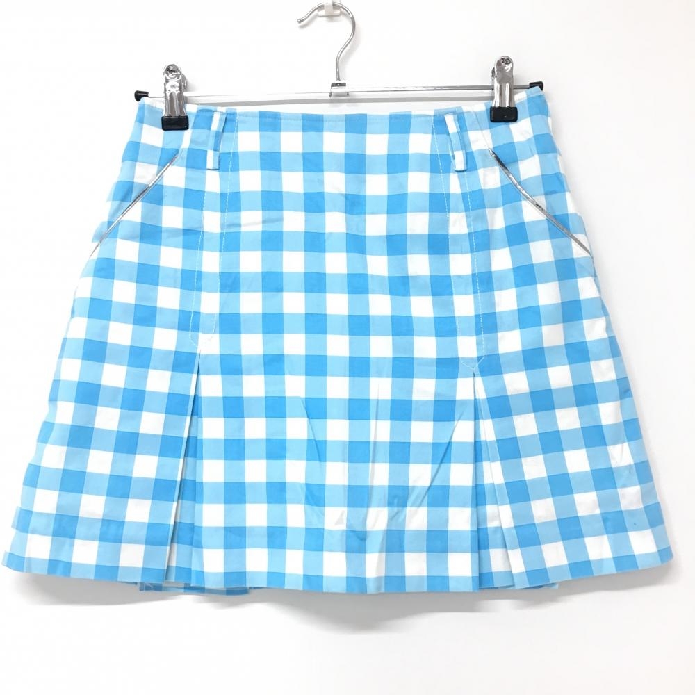 アルチビオ スカート 白×ライトブルー チェック 内側インナーパンツ レディース 36 ゴルフウェア archivio