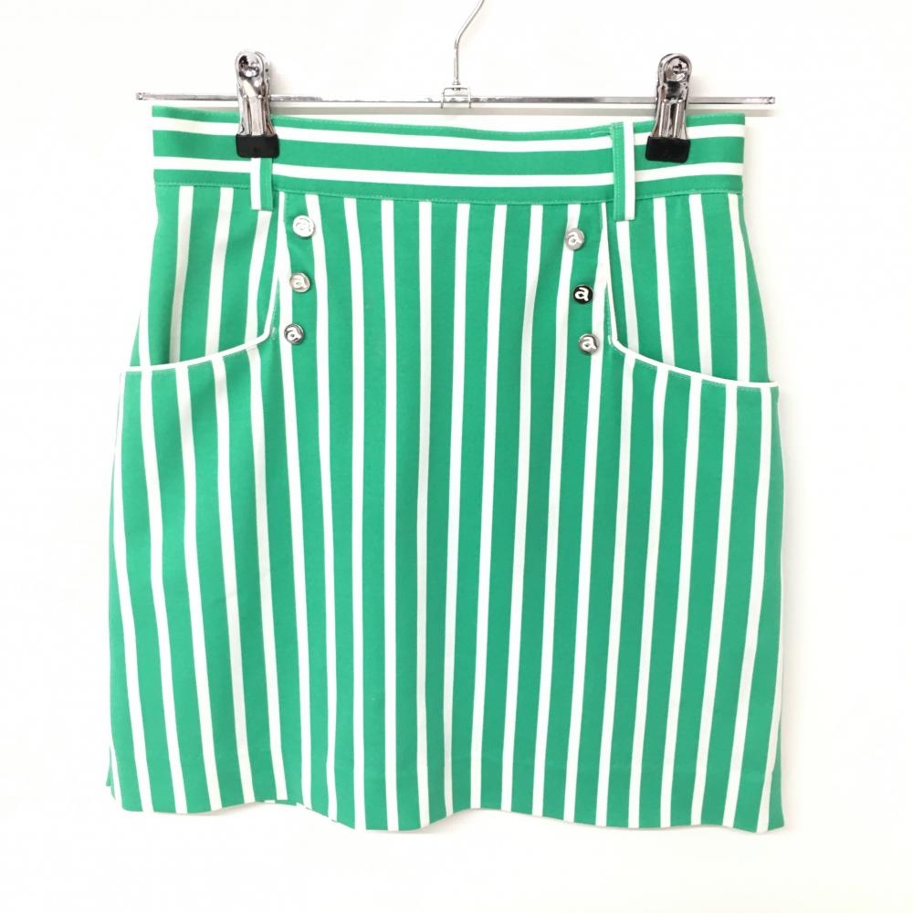 【美品】アルチビオ ストレッチスカート グリーン×白 ストライプ レディース 36 ゴルフウェア archivio