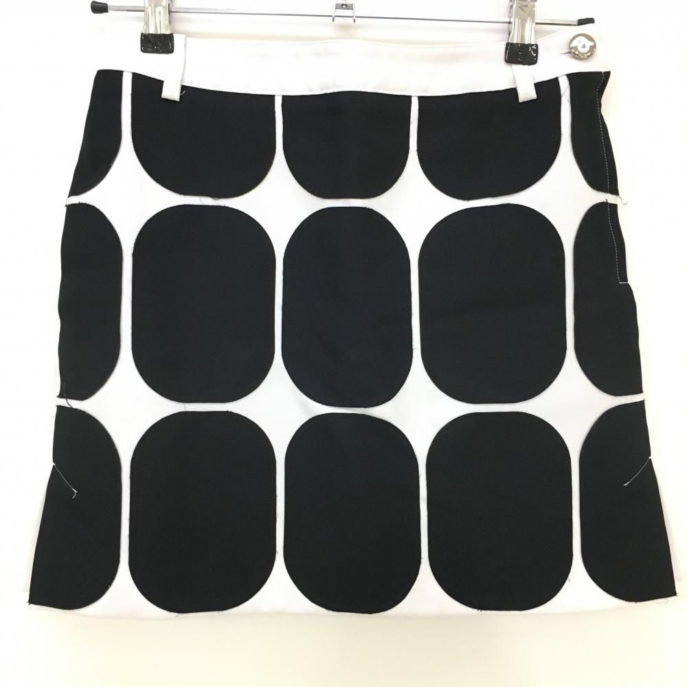 【美品】アルチビオ スカート 白×黒 前面総柄 ドット風 裏地付き レディース 36 ゴルフウェア archivio