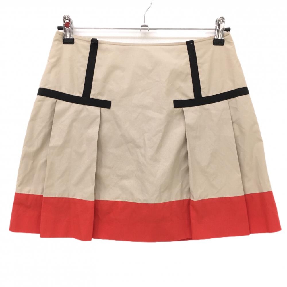 【美品】アルチビオ スカート ベージュ×レッド 内側インナーパンツ レディース 40(L) ゴルフウェア archivio
