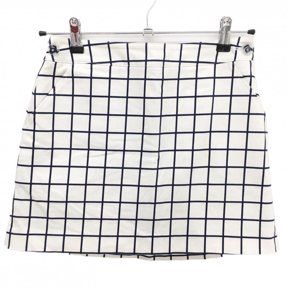 アルチビオ スカート 白×ネイビー 格子チェック 裏地付 レディース 36(S) ゴルフウェア archivio
