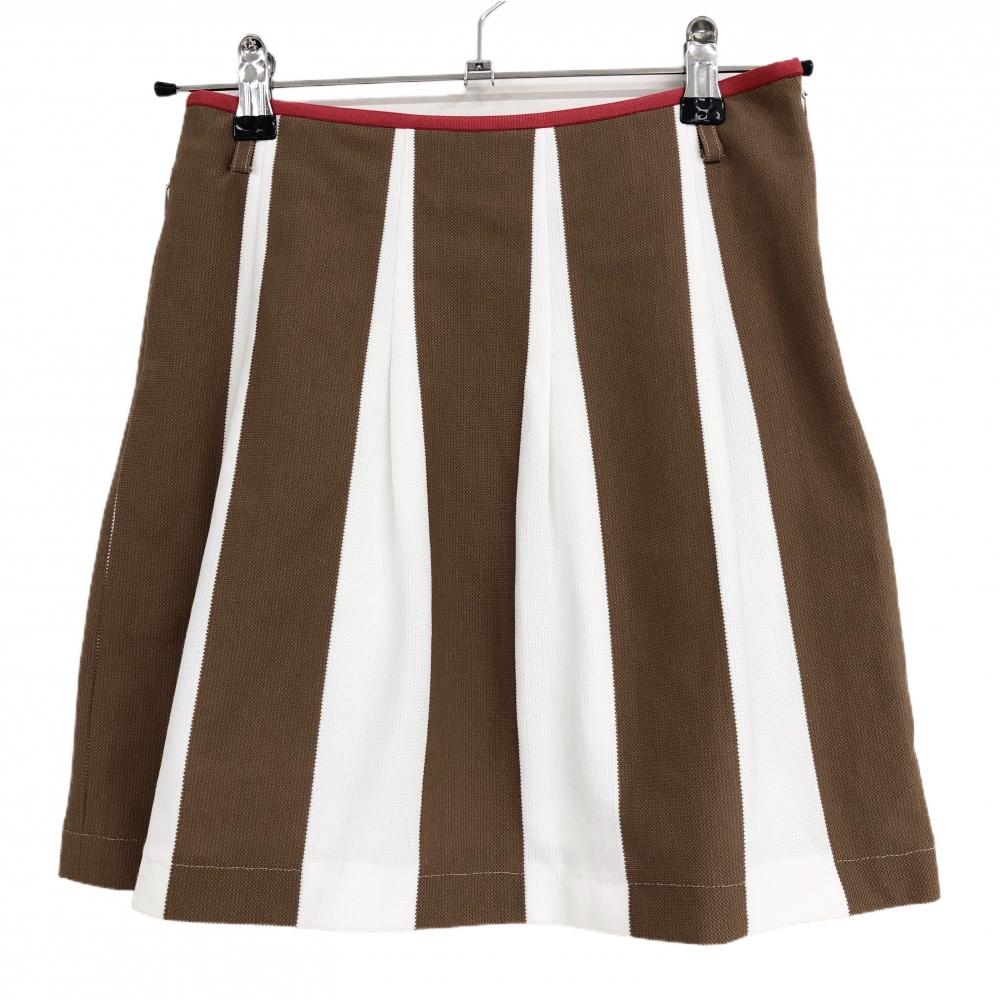 【新品】アルチビオ スカート ブラウン×白 ストライプ 裏地付 吸汗速乾 レディース 36(S) ゴルフウェア archivio