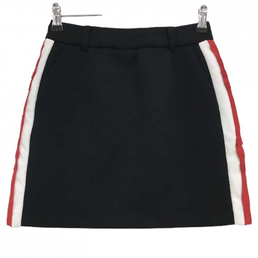 【超美品】アルチビオ スカート 黒×白×レッド ダンボールニット サイド微起毛  レディース 36(S) ゴルフウェア 2023年モデル archivio