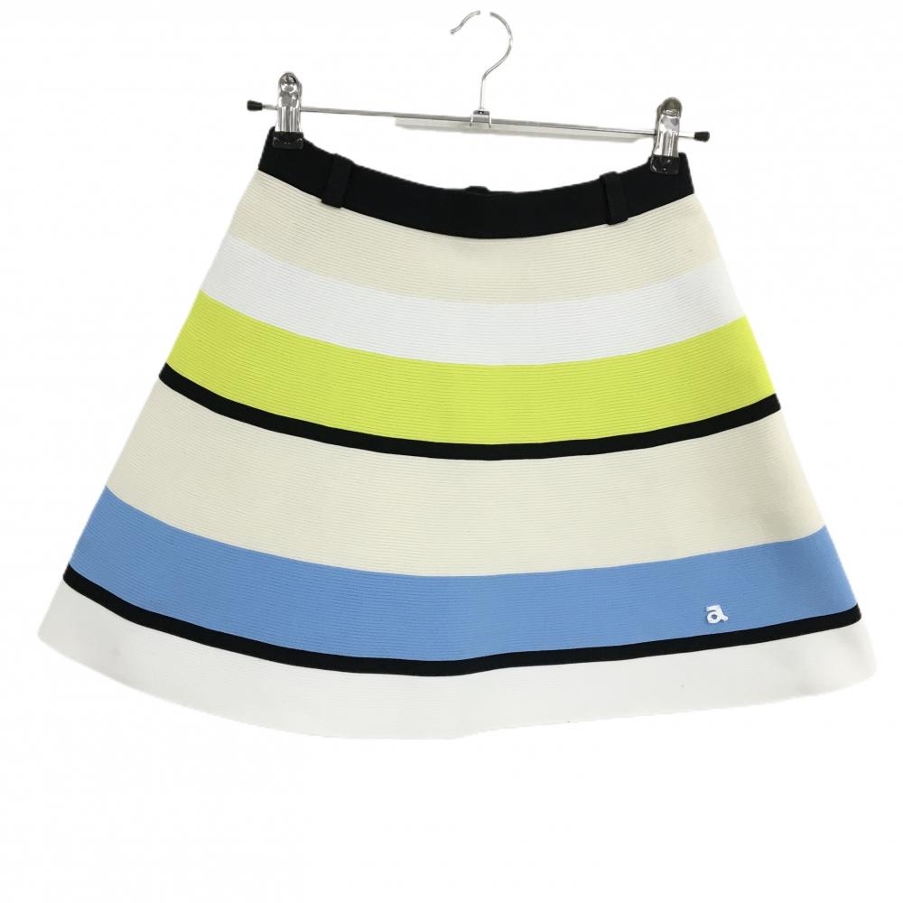 【超美品】アルチビオ ニットスカート マルチカラー ボーダー ストレッチ  レディース 38(M) ゴルフウェア archivio