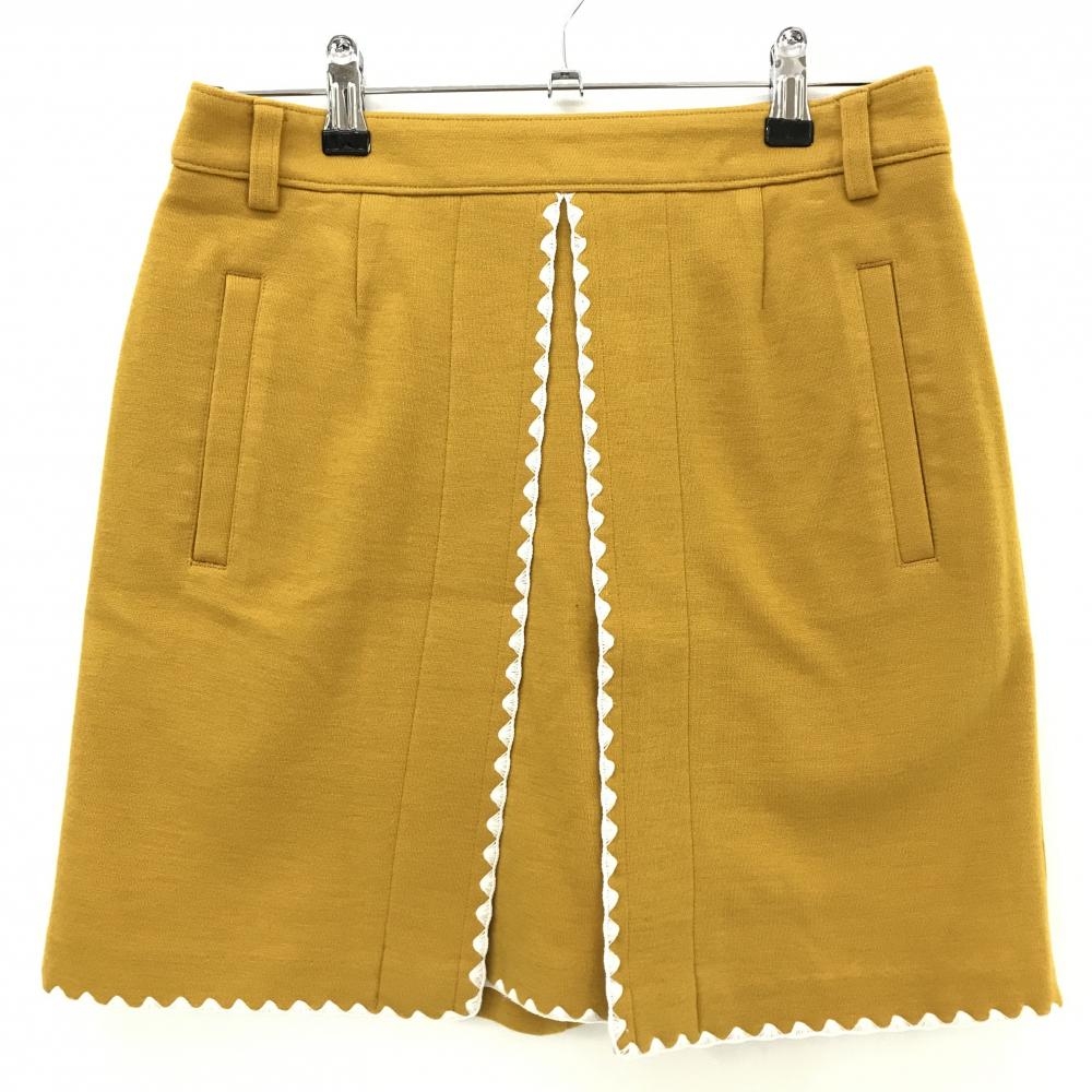 【超美品】アルチビオ スカート マスタードイエロー×白 ウール混 裏地付  レディース 40(L) ゴルフウェア archivio